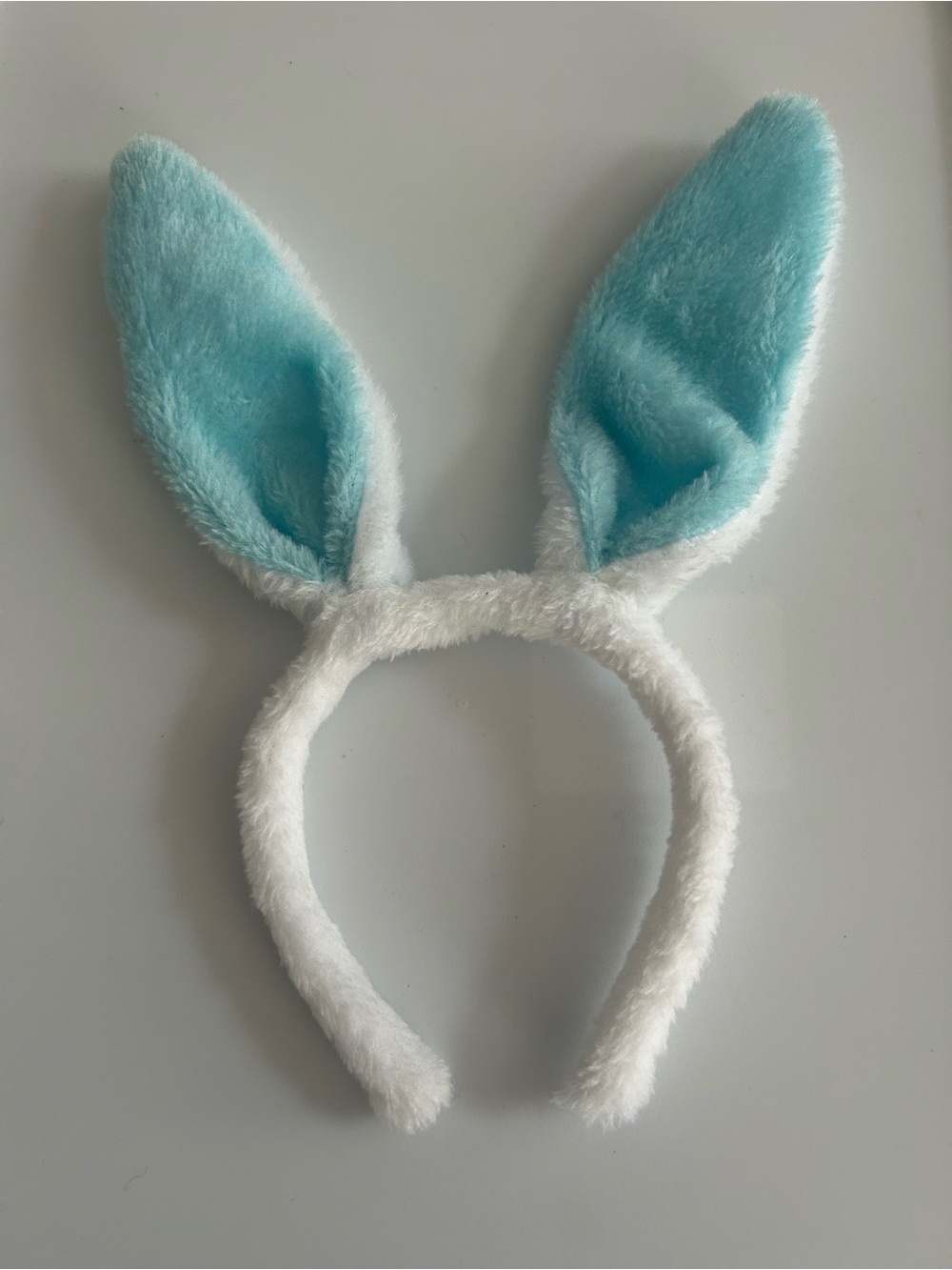 Blue White Fuzzy Bunny Ears Headband Bendable Poseable Costume Halloween Easter
